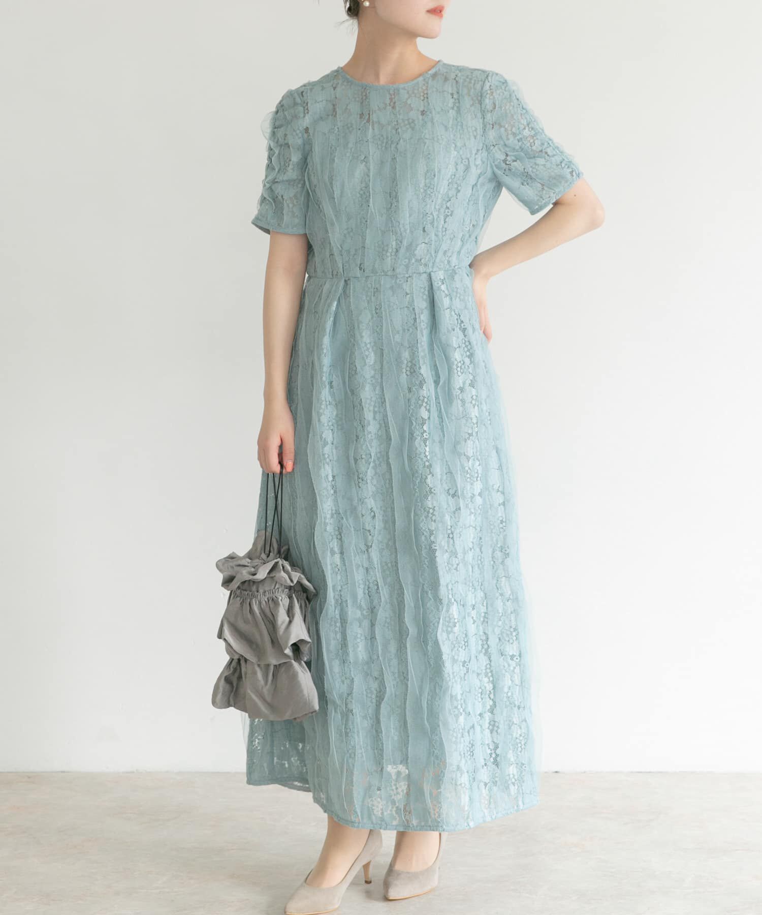 URBAN RESEARCH ROSSO「kaene　リボンチュールエプロンドレス」|ワンピース|