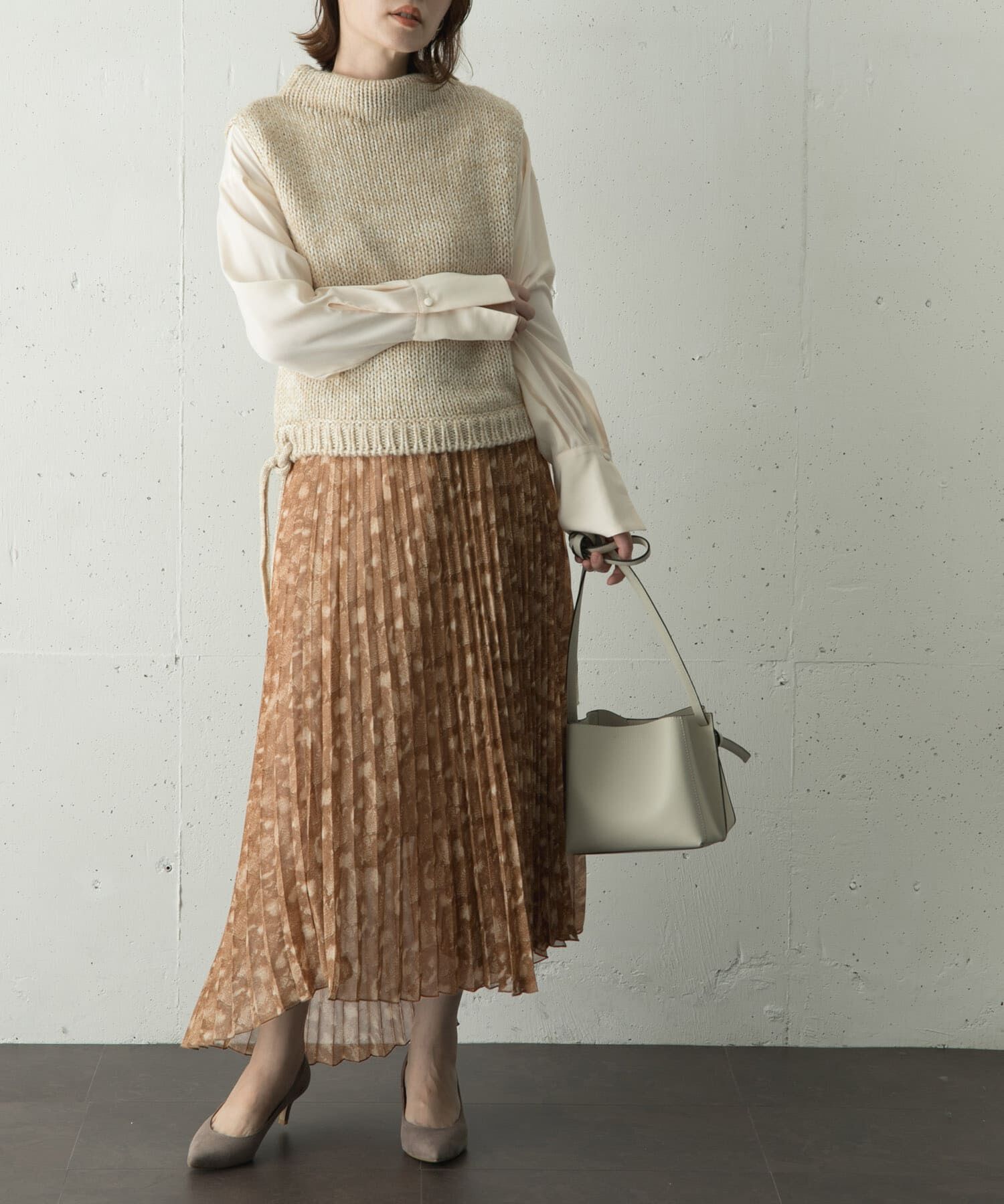 URBAN RESEARCH ROSSO「スネークプリントプリーツスカート&there4;」|スカート|ベージュ