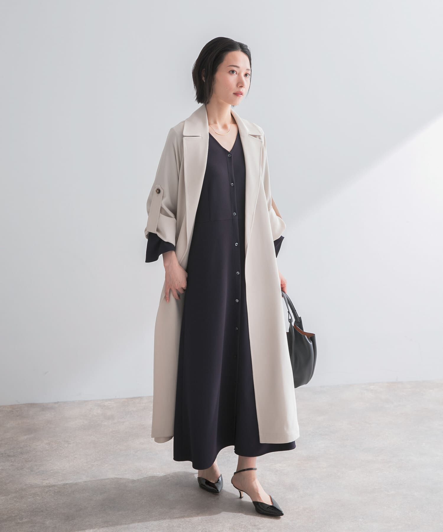 URBAN RESEARCH ROSSO「ストレッチジョーゼットワンピース」|ワンピース|ネイビー