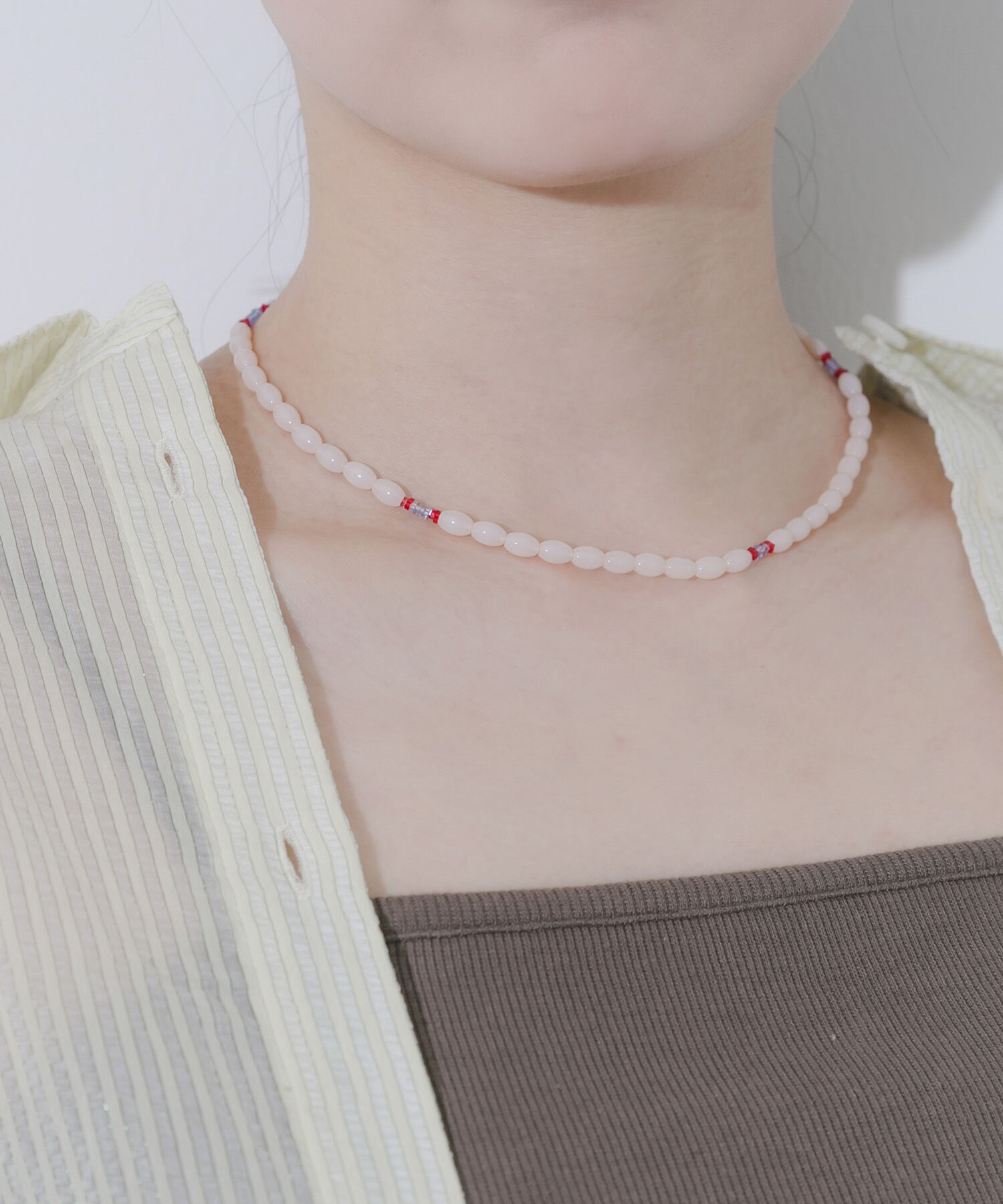 SMELLY「ステンレスポイントカラービーズネックレス」|ネックレス|