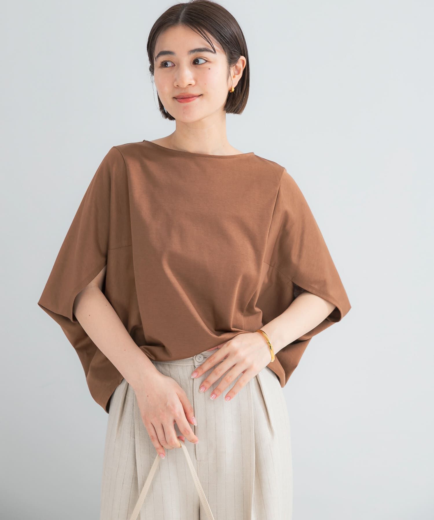 URBAN RESEARCH ROSSO「『WEB/一部店舗限定』UVカットクールタッチ5分袖ドルマンプルオーバー」|Tシャツ・カットソー|キャメル