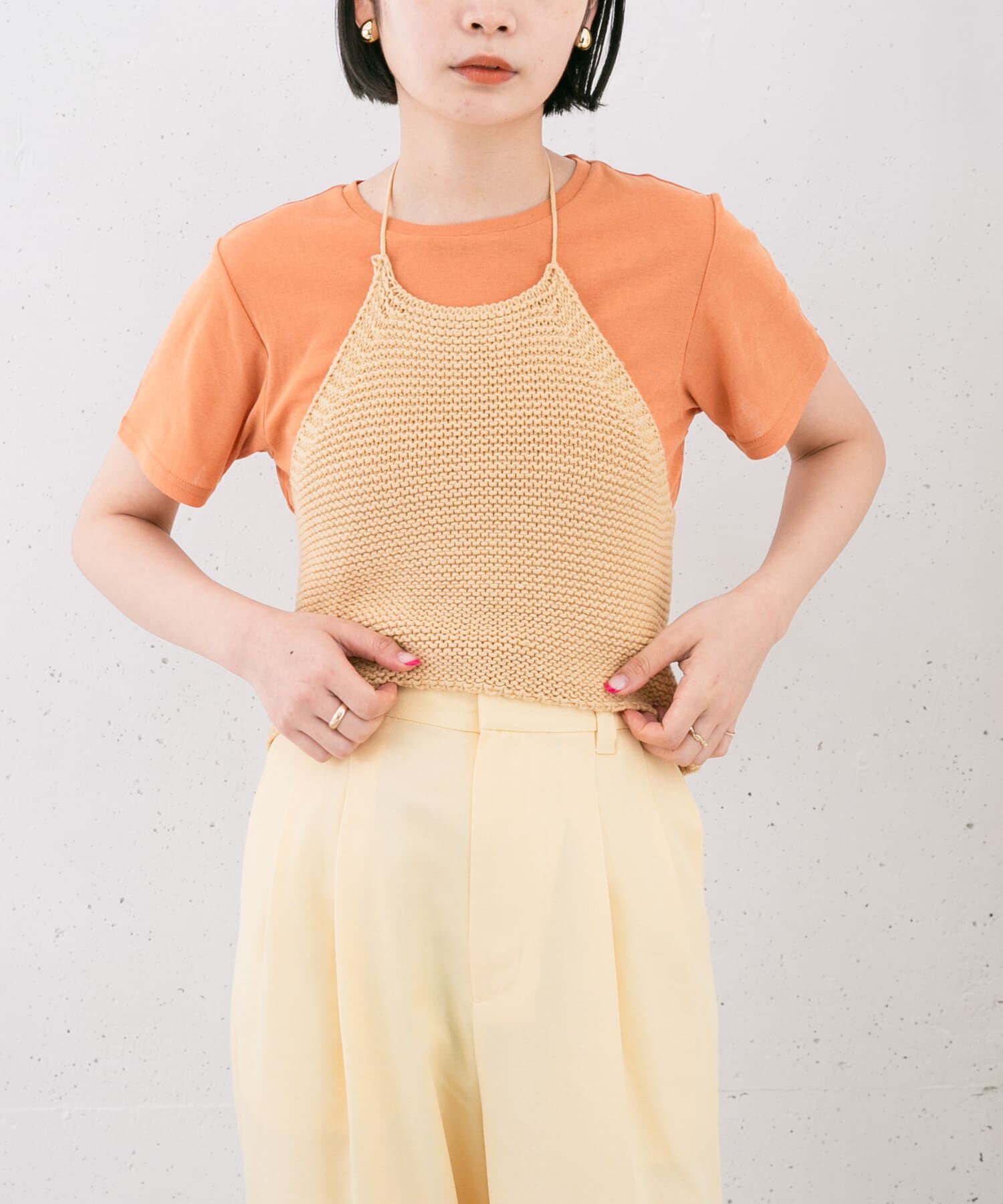  「コンパクトベーシックTシャツ」|Tシャツ・カットソー|オレンジ