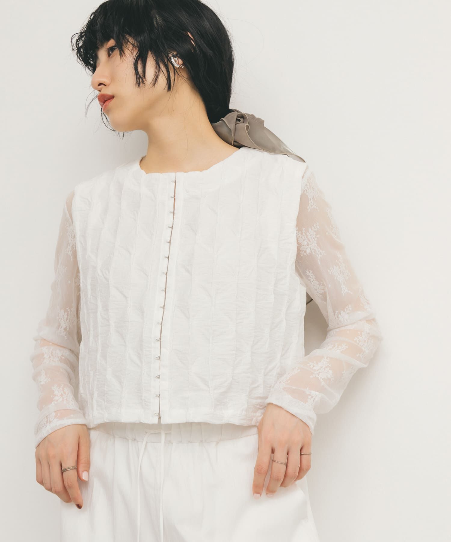  「フロントホックベスト」|ベスト・ジレ|オフホワイト