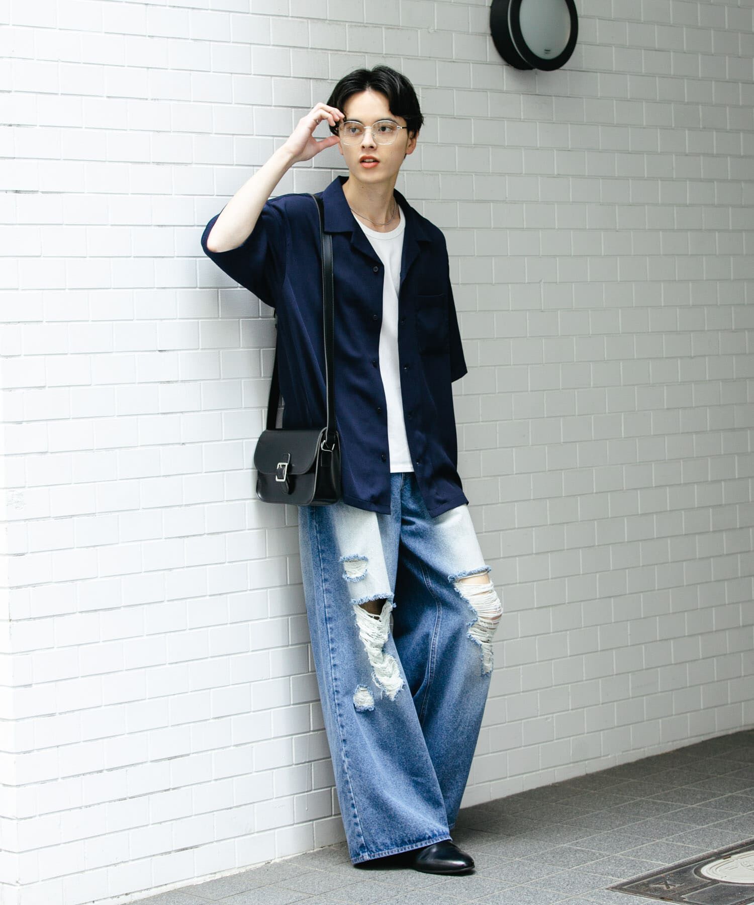 SENSE OF PLACE by URBAN RESEARCH「『ユニセックス』ダメージデニムワイドパンツ」|デニム|