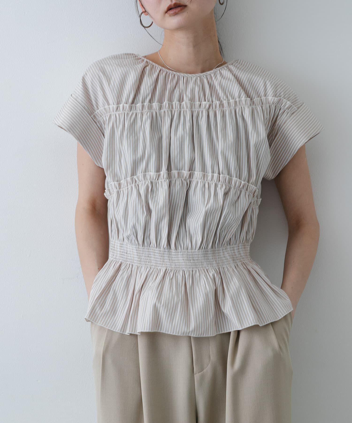 SENSE OF PLACE by URBAN RESEARCH「ロールアップシャーリングブラウス」|シャツ・ブラウス|ベージュ系その他