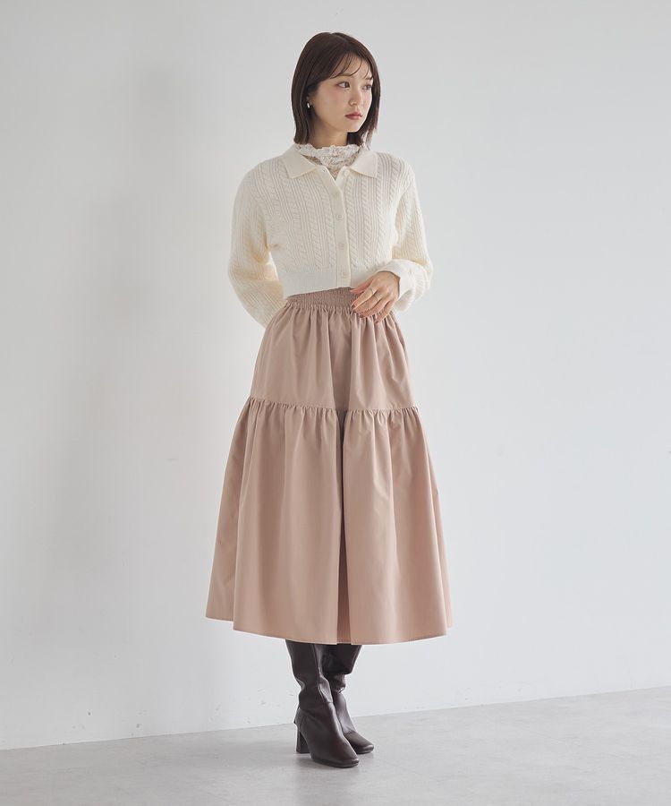 earth music&ecology「襟付きケーブルニットジャケット」|カーディガン|