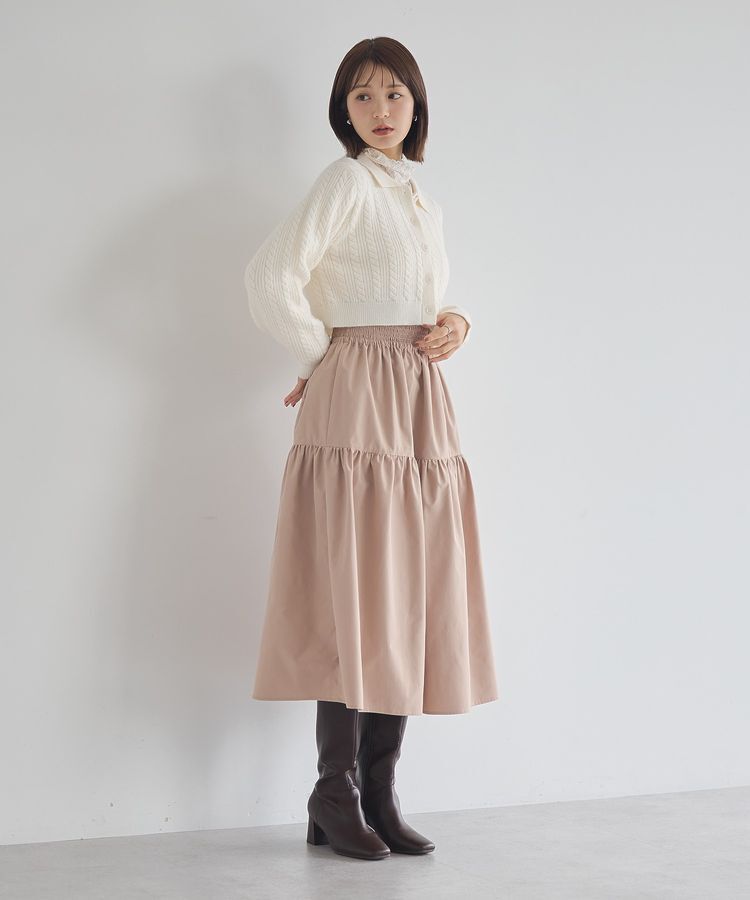 earth music&ecology「襟付きケーブルニットジャケット」|カーディガン|