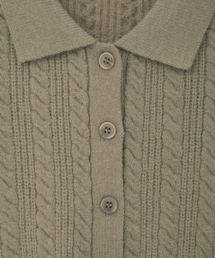 earth music&ecology「襟付きケーブルニットジャケット」|カーディガン|