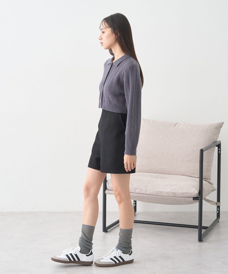 earth music&ecology「襟付きケーブルニットジャケット」|カーディガン|