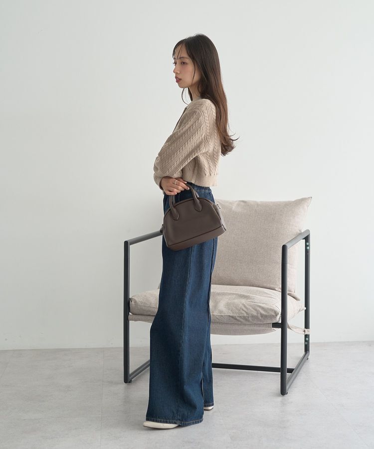 earth music&ecology「襟付きケーブルニットジャケット」|カーディガン|