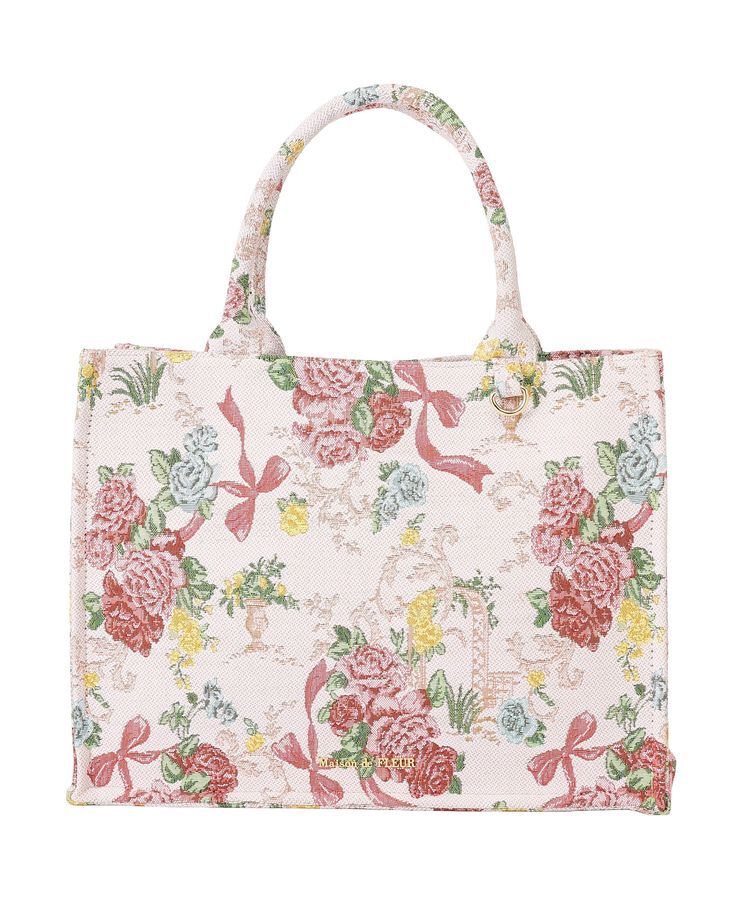 Maison de FLEUR「フラワーガーデン柄ゴブランスクエアトートバッグ」|ハンドバッグ|