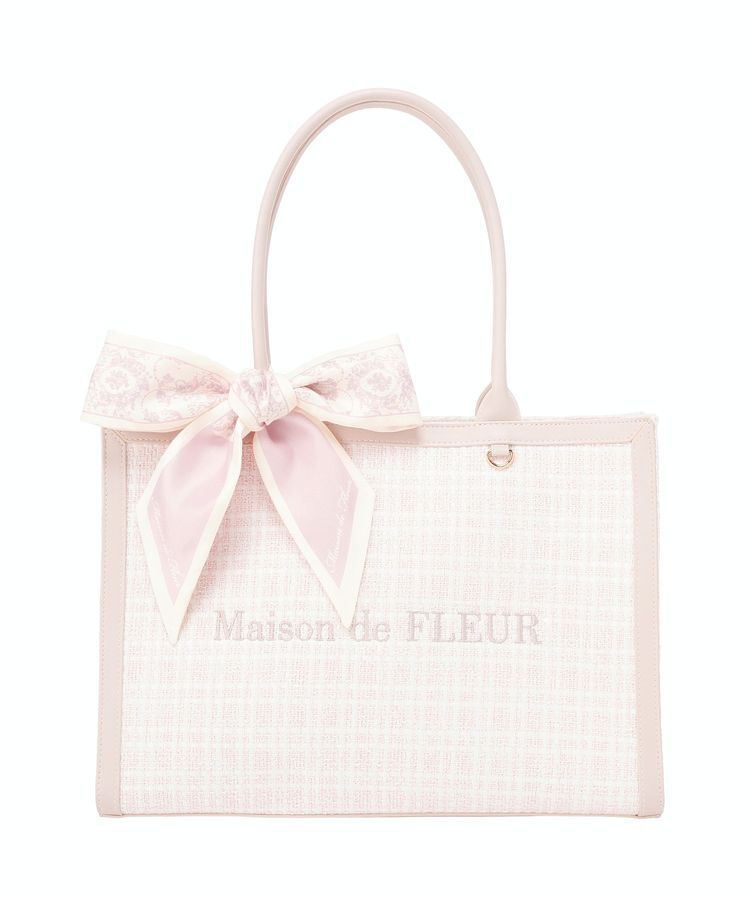 Maison de FLEUR「スカーフ付きツイードスクエアトートバッグ」|ハンドバッグ|