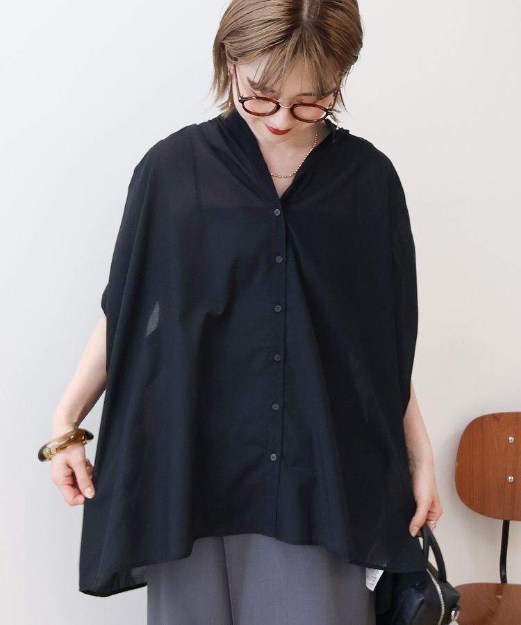 AMERICAN HOLIC「イージーケア 接触冷感フレンチスリーブギャザーシャツ」|シャツ・ブラウス|Black