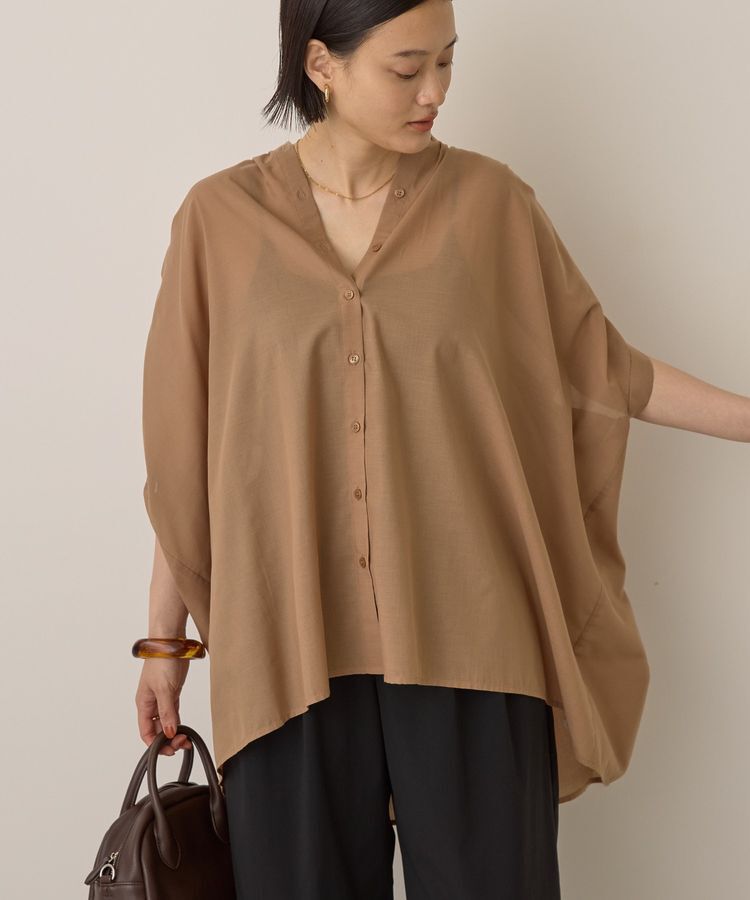 AMERICAN HOLIC「イージーケア 接触冷感フレンチスリーブギャザーシャツ」|シャツ・ブラウス|Mocha