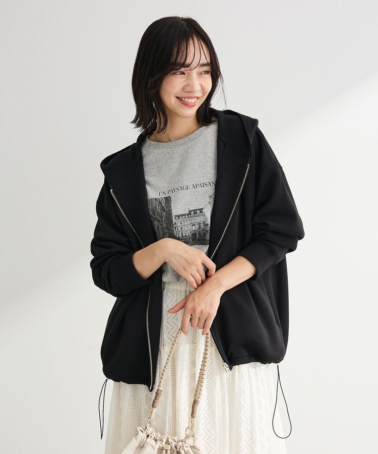 Green Parks「【OTONAパーカー】ダブルZIP裾ドロストパーカー」|スウェット・ジャージ|Black