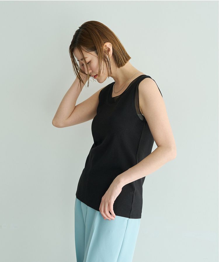 YECCA VECCA「チュールMIXリブインナー」|キャミソール|