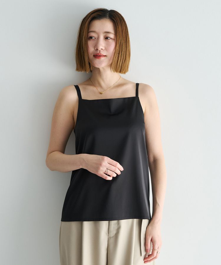 YECCA VECCA「ボートネックサテンキャミ」|キャミソール|Black