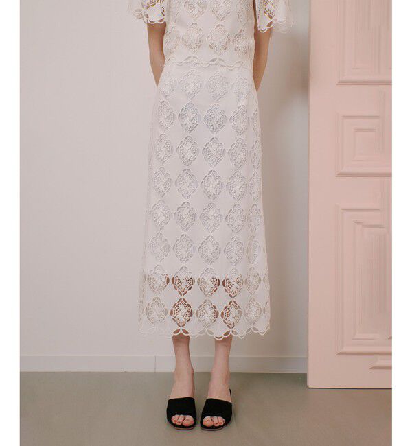 LOULOU WILLOUGHBY「【LOULOU WILLOUGHBY】タフタシシュウタイトスカート」|タイト|