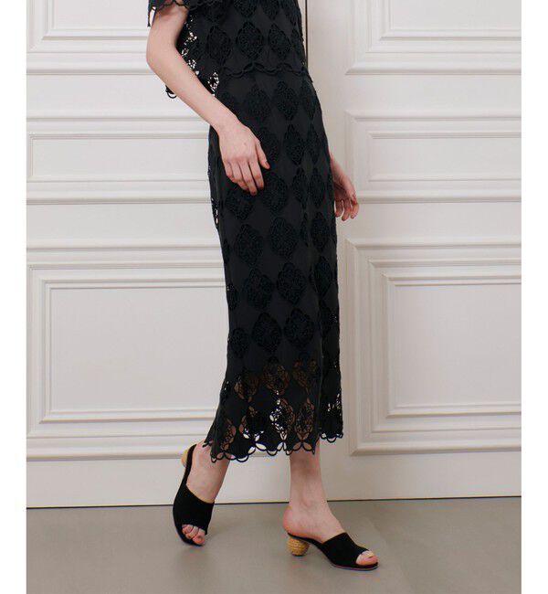 LOULOU WILLOUGHBY「【LOULOU WILLOUGHBY】タフタシシュウタイトスカート」|タイト|