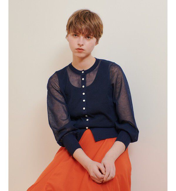 allureville「シアーラミーカーディガン」|カーディガン|ネイビー