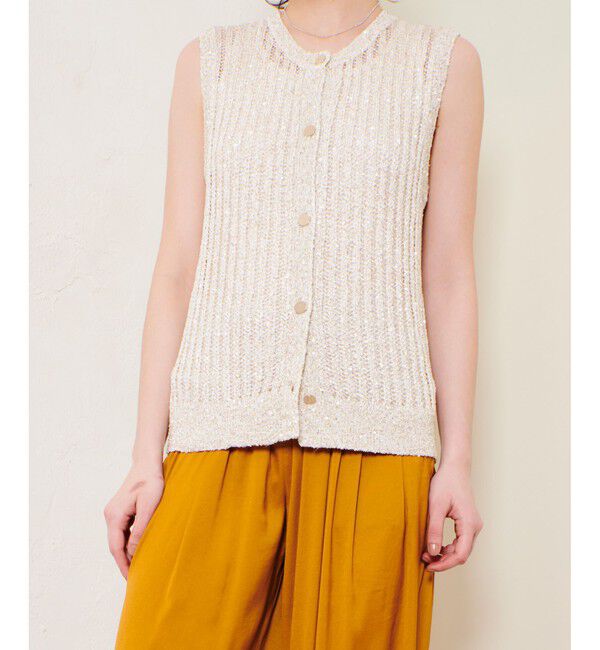 allureville「スパンコールメッシュプルオーバー」|ニット・セーター|