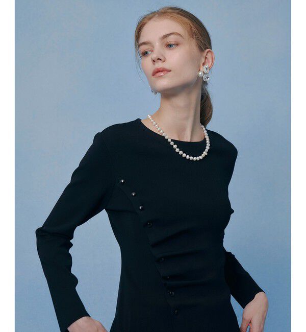 LOULOU WILLOUGHBY「【LOULOU WILLOUGHBY】ドレープアシメプルオーバー」|ニット・セーター|ブラック