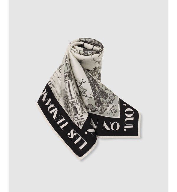 allureville「マッププリントスカーフ」|バンダナ・スカーフ|ブラック系