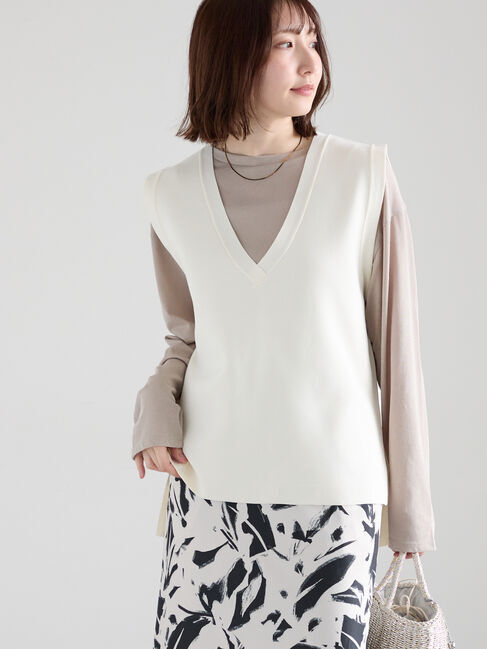 Te chichi「Vネックニットベスト」|ダウンベスト・ベスト|