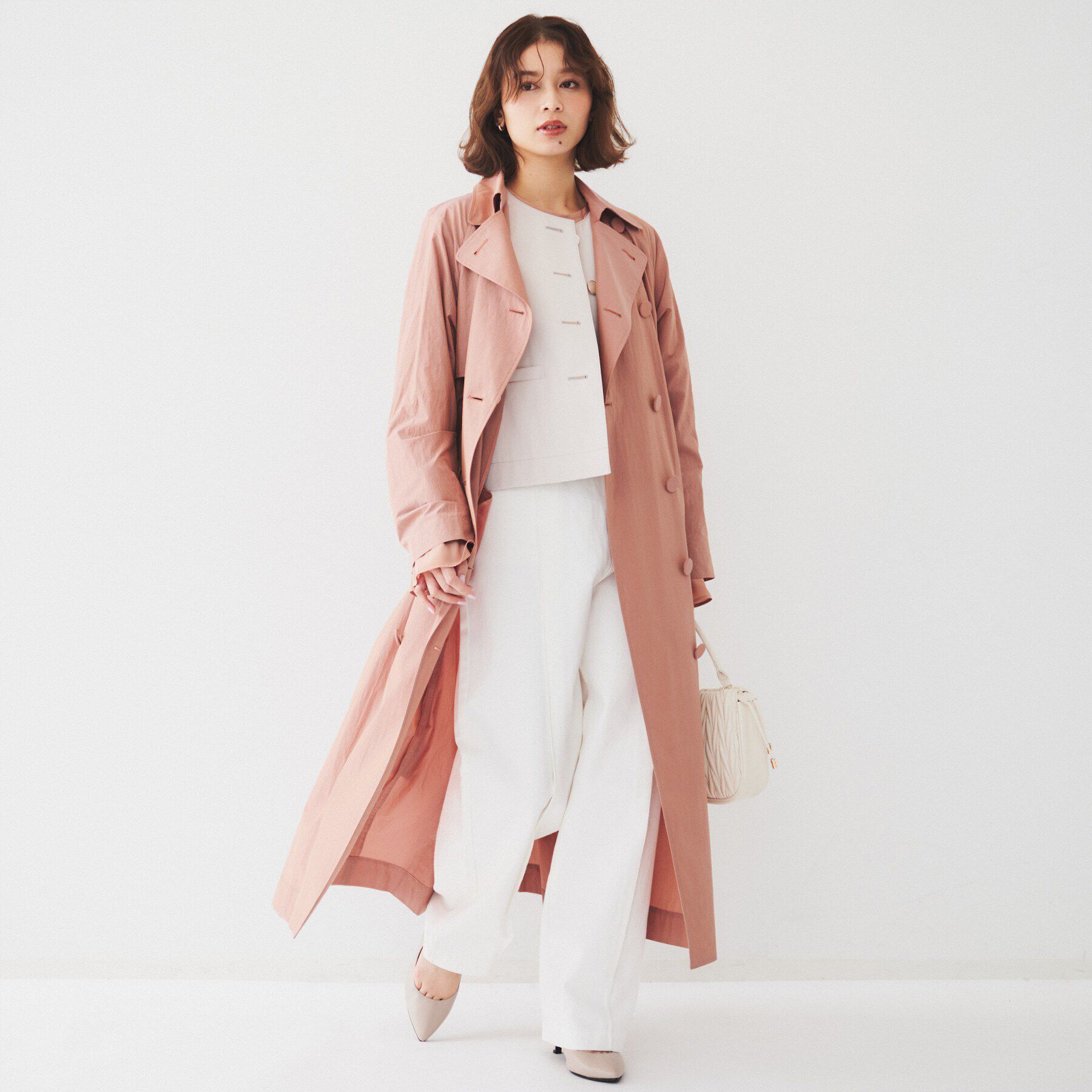 UNTITLED「ライトコットン トレンチコート」|トレンチコート|ピンク(072)