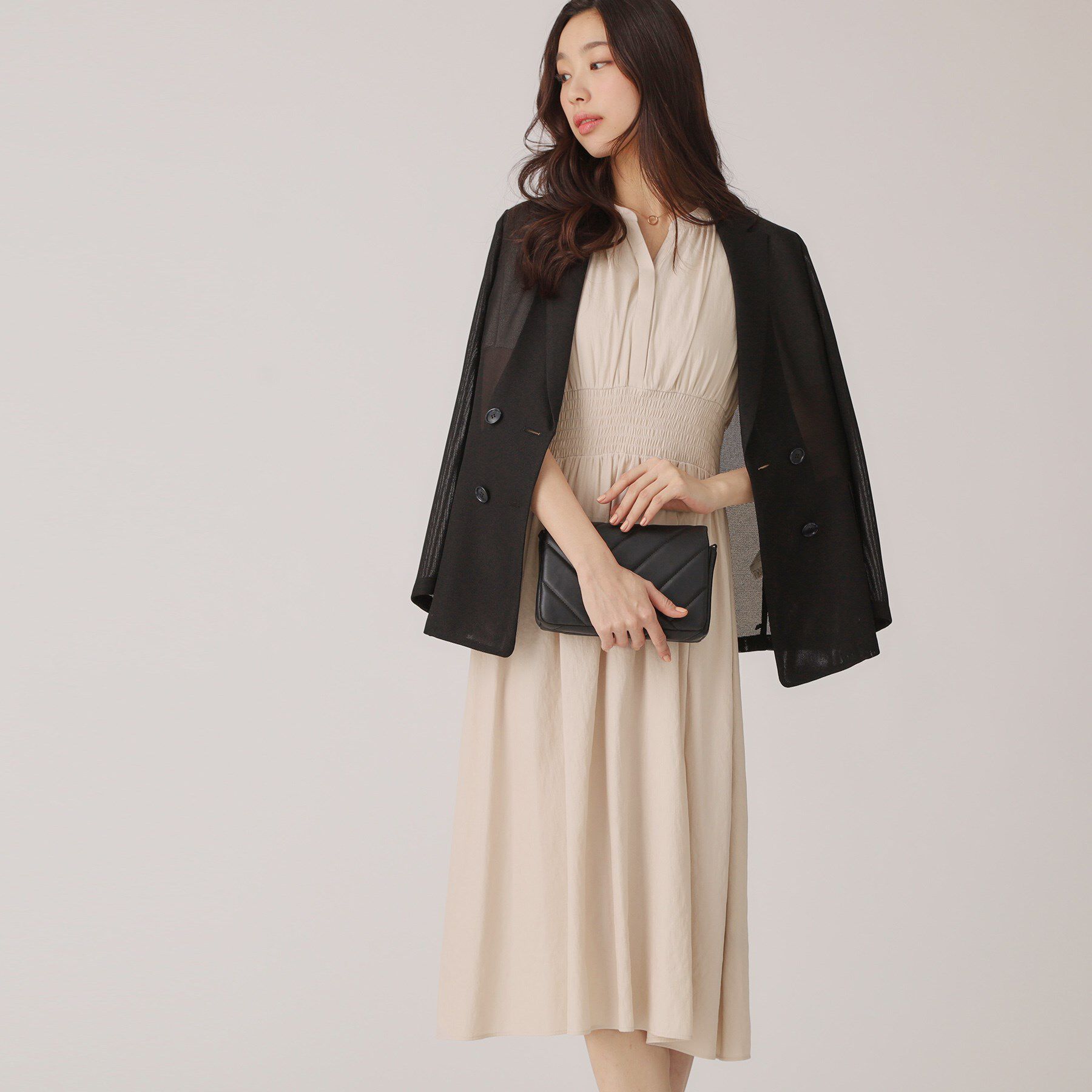 COUP DE CHANCE「【洗える／裏なし】ゴムシャーリングデザインのワンピース」|ワンピース|