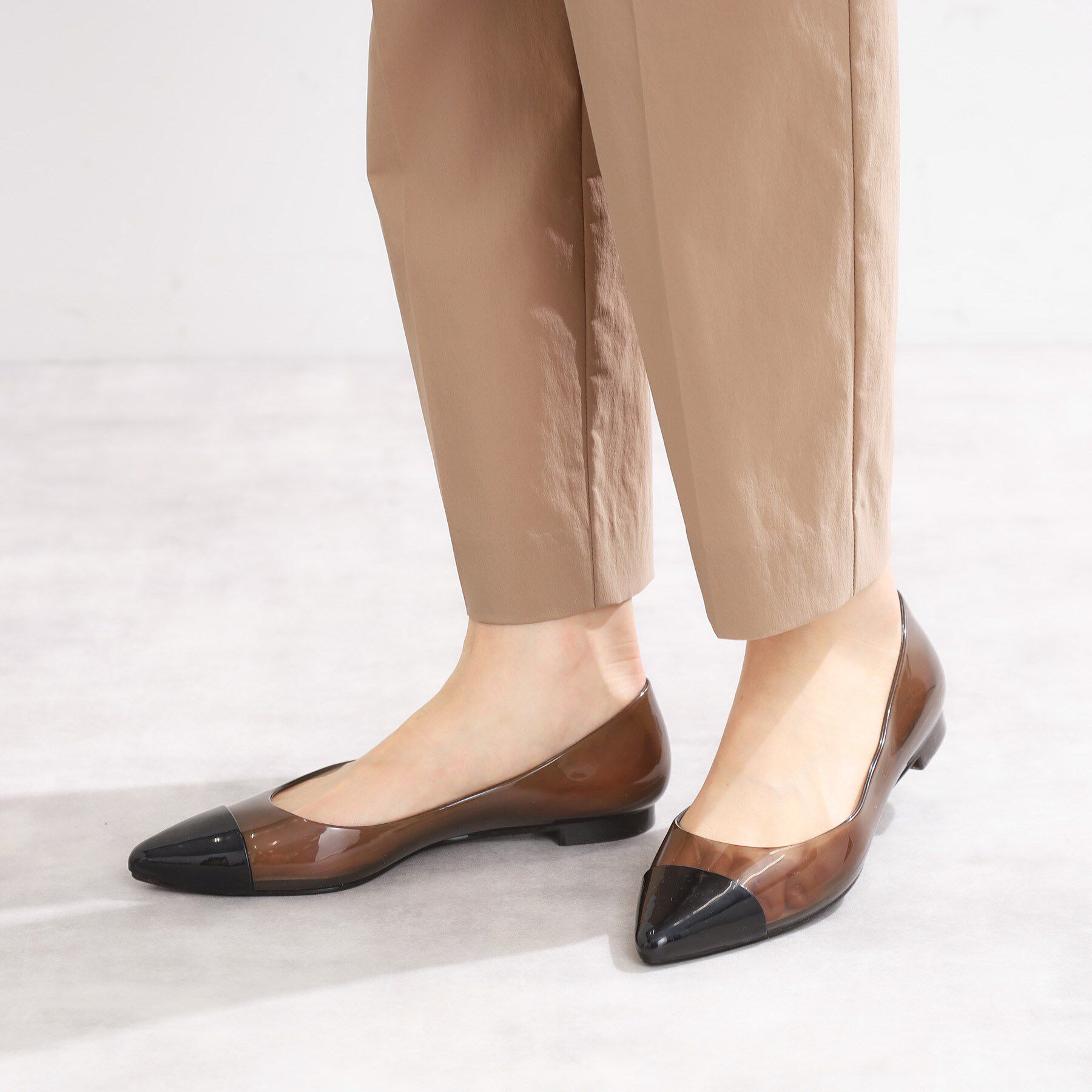 Reflect「【雨の日OK！／通勤にも使えるキレイめデザイン◎】クリアバイカラーレインシューズ」|レインシューズ|