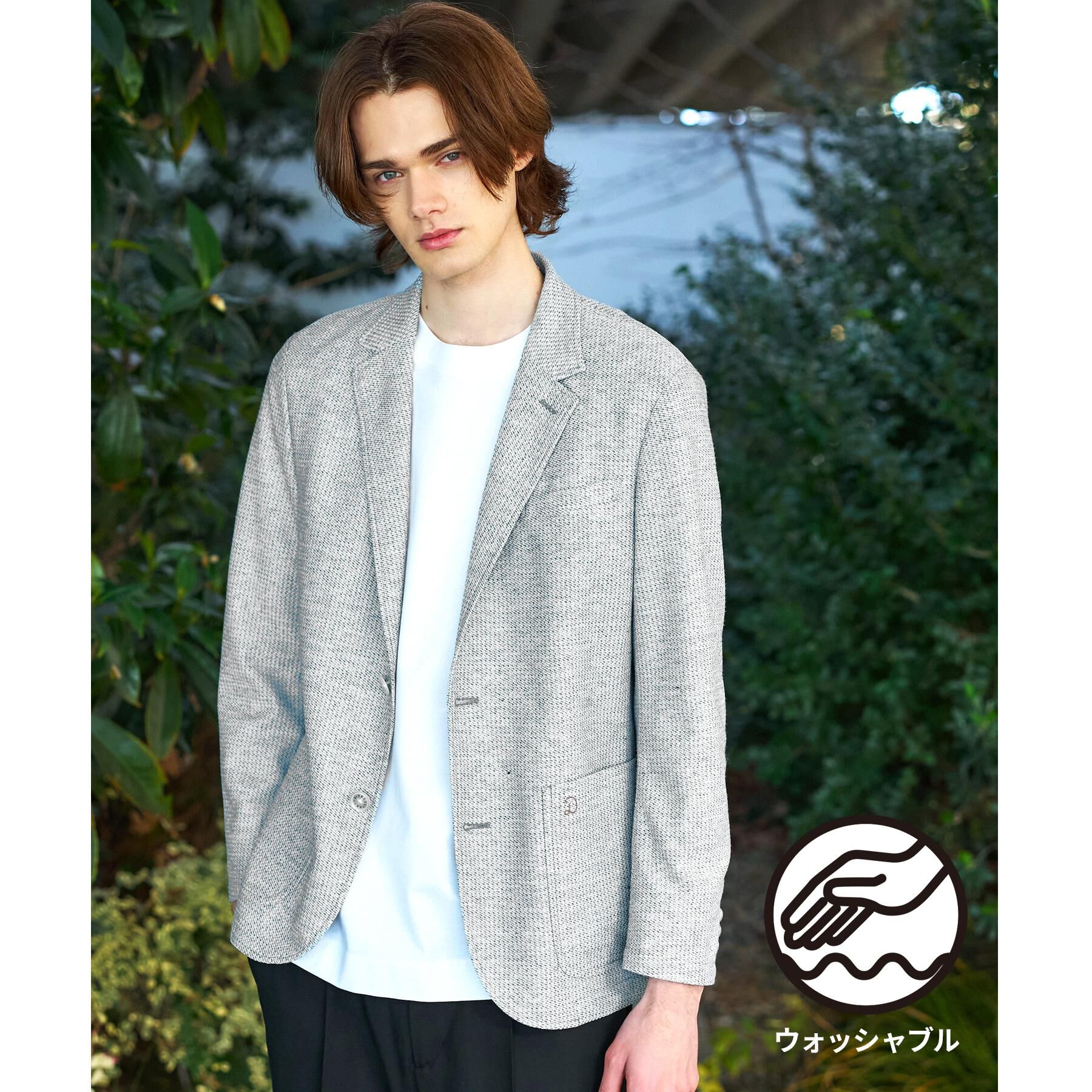 DRESSTERIOR「【Safari5月号掲載/ウォッシャブル】鹿の子 コンフォータブルジャケット」|テーラードジャケット|ライトグレー(011