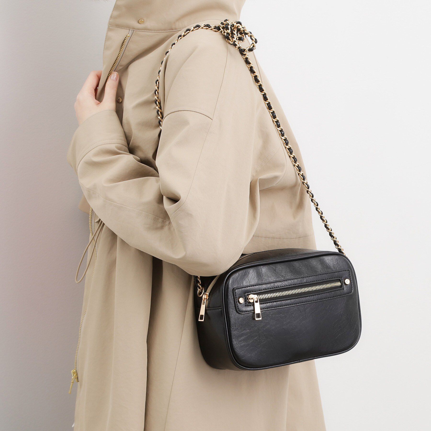 grove「スクエアZipポケチェーンショルダー」|ショルダー・メッセンジャー|ブラック(019)