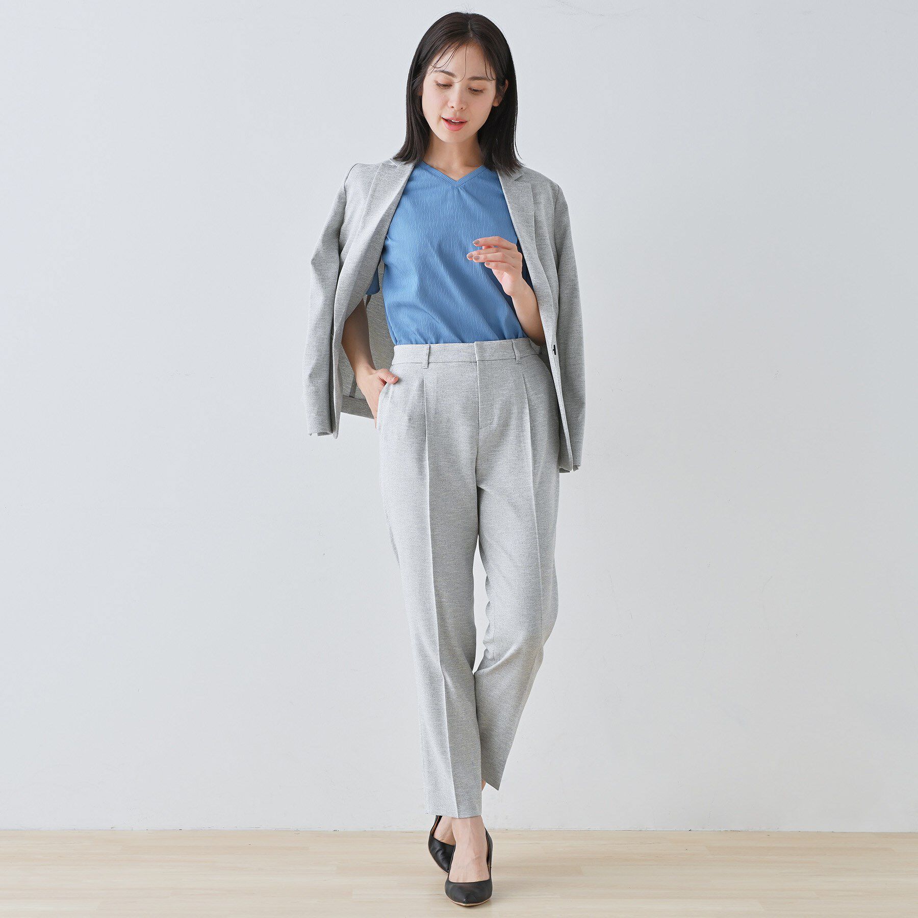 INDIVI「【通勤スーツ】ドライタッチテーパードパンツ」|スーツ|