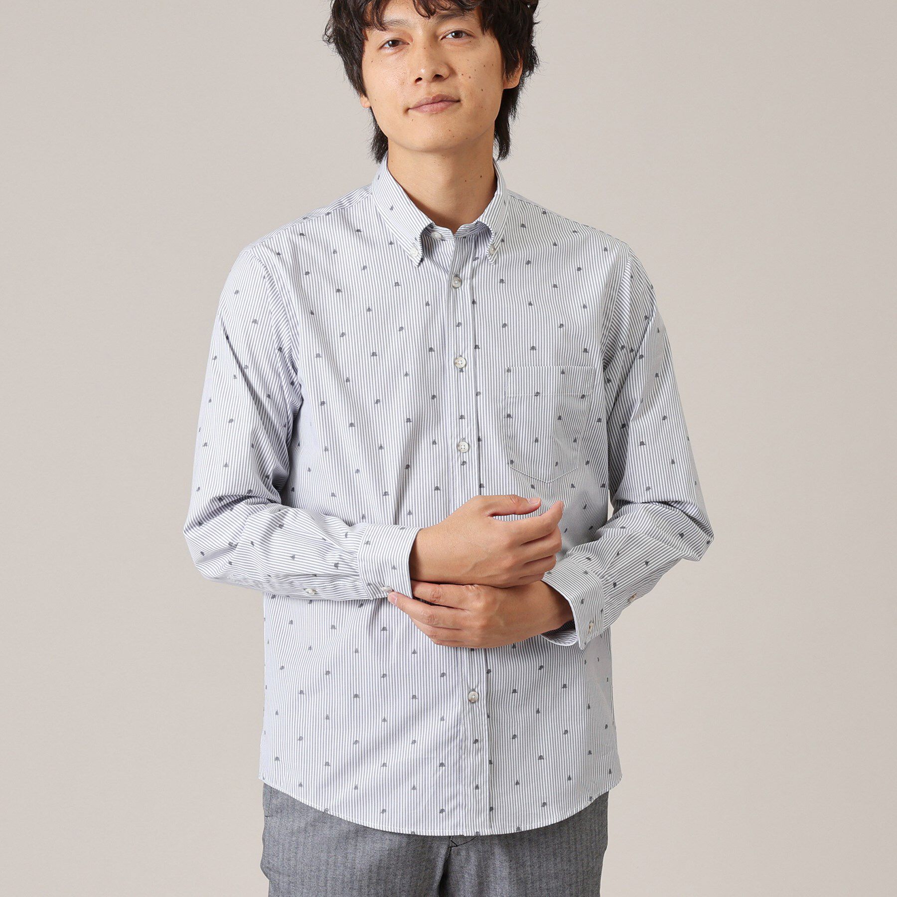 TAKEO KIKUCHI「ハットモチーフ ジャカード ストライプ シャツ」|シャツ・ブラウス|