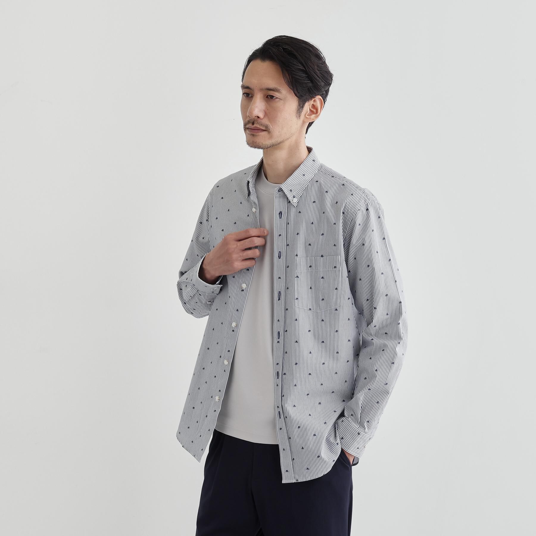 TAKEO KIKUCHI「ハットモチーフ ジャカード ストライプ シャツ」|シャツ・ブラウス|