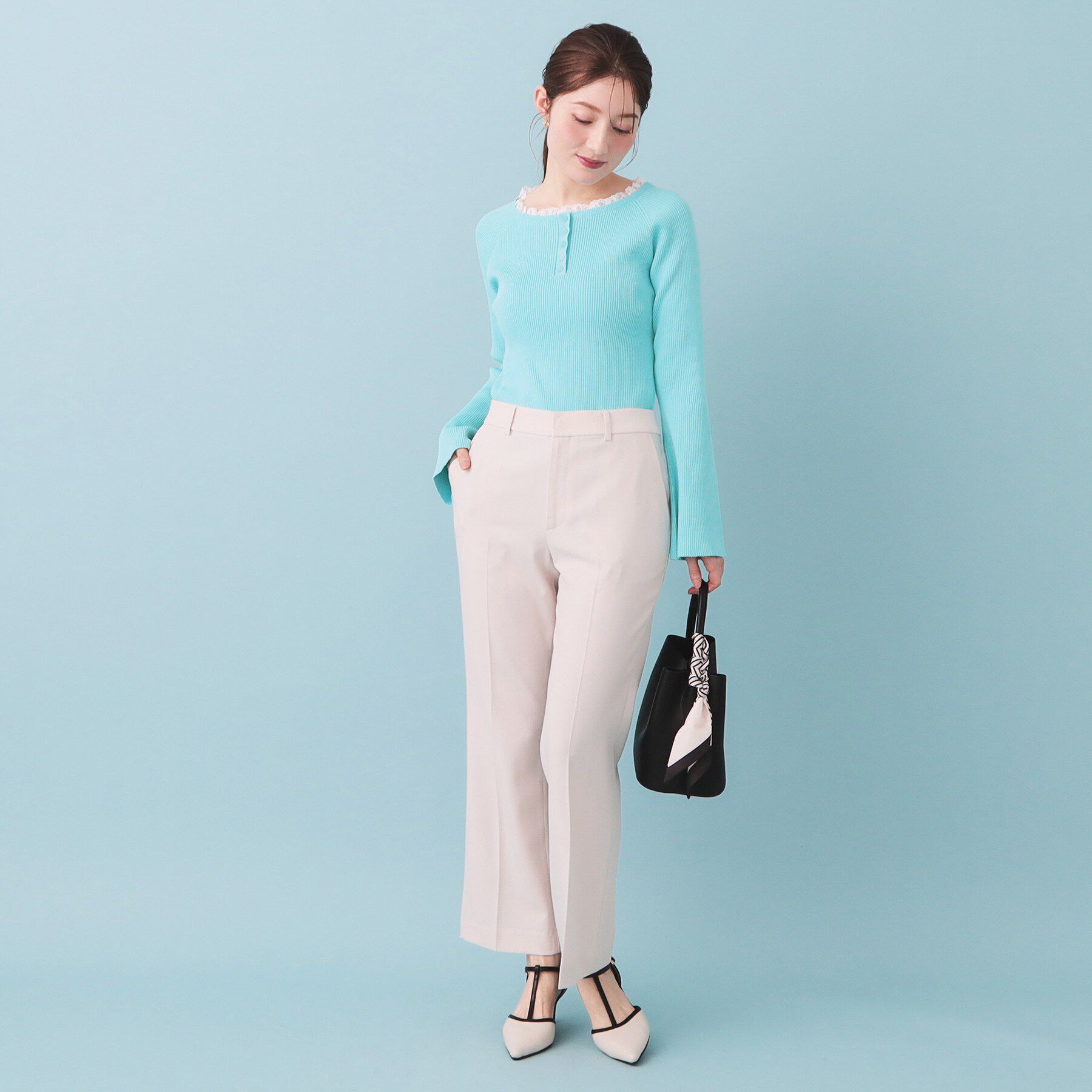 index「ヘンリーネックフレアスリーブニット【洗濯機OK】」|ニット・セーター|