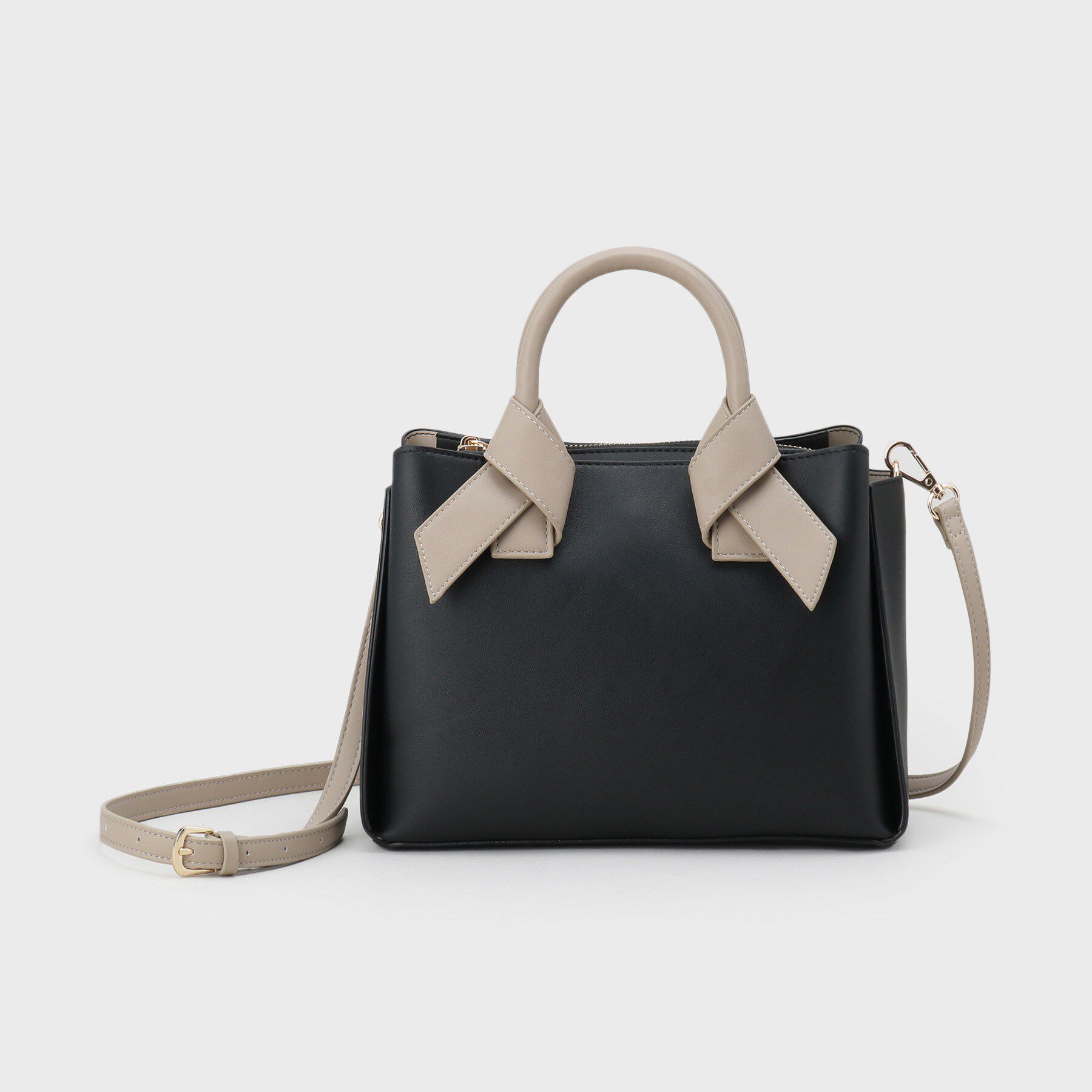 index「2WAYバイカラーリボンハンドル合皮ミドルトートバッグ」|トートバッグ|