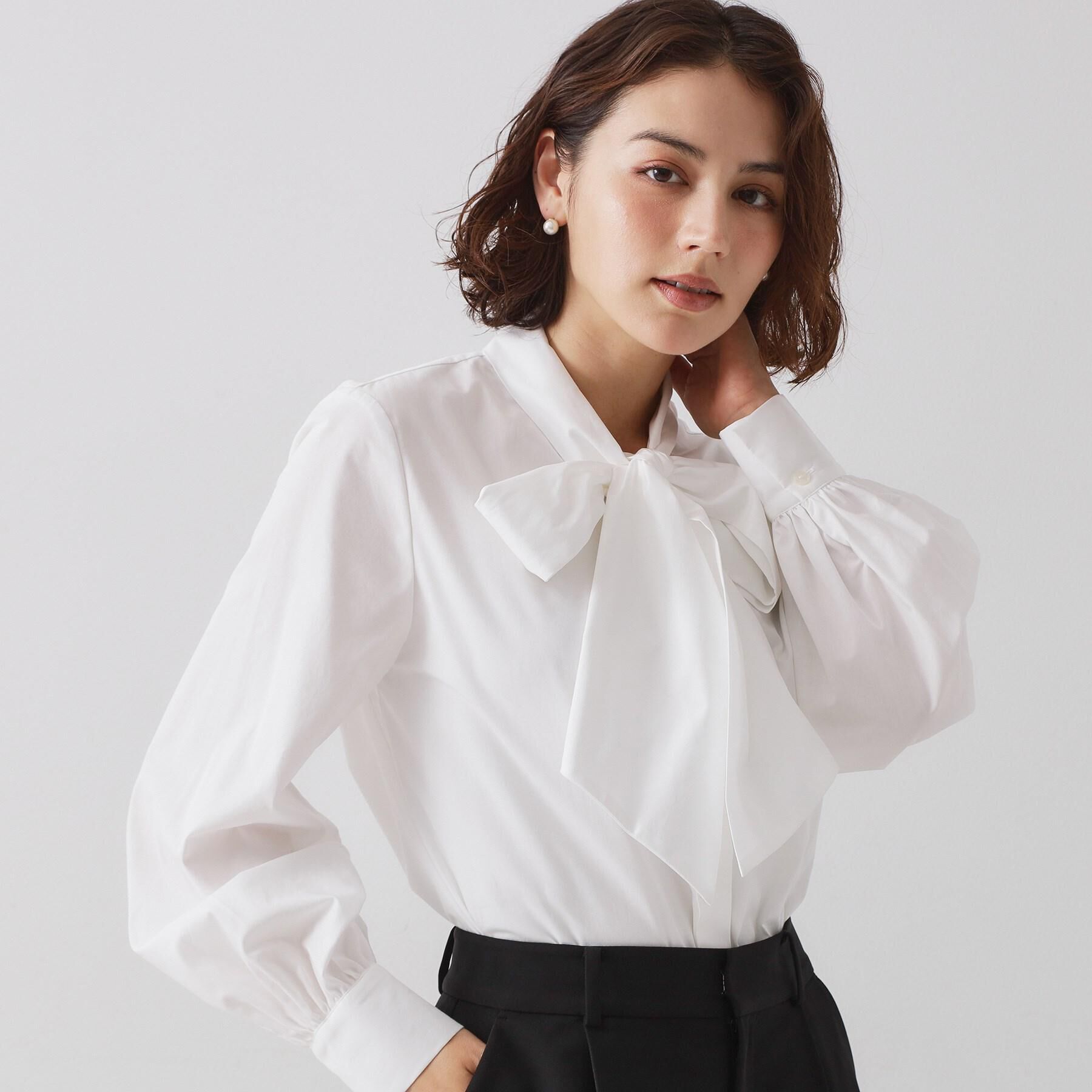 OPAQUE.CLIP「《通勤対応》ボウタイシャツブラウス【洗濯機OK】」|シャツ・ブラウス|