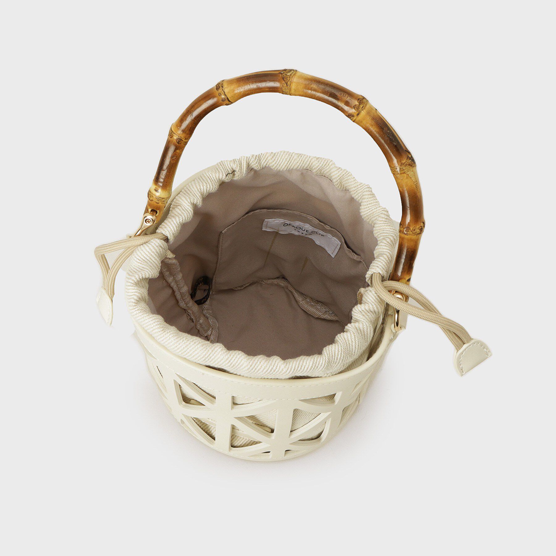 OPAQUE.CLIP「バンブーハンドルパンチングバケツ型バッグ」|ハンドバッグ|