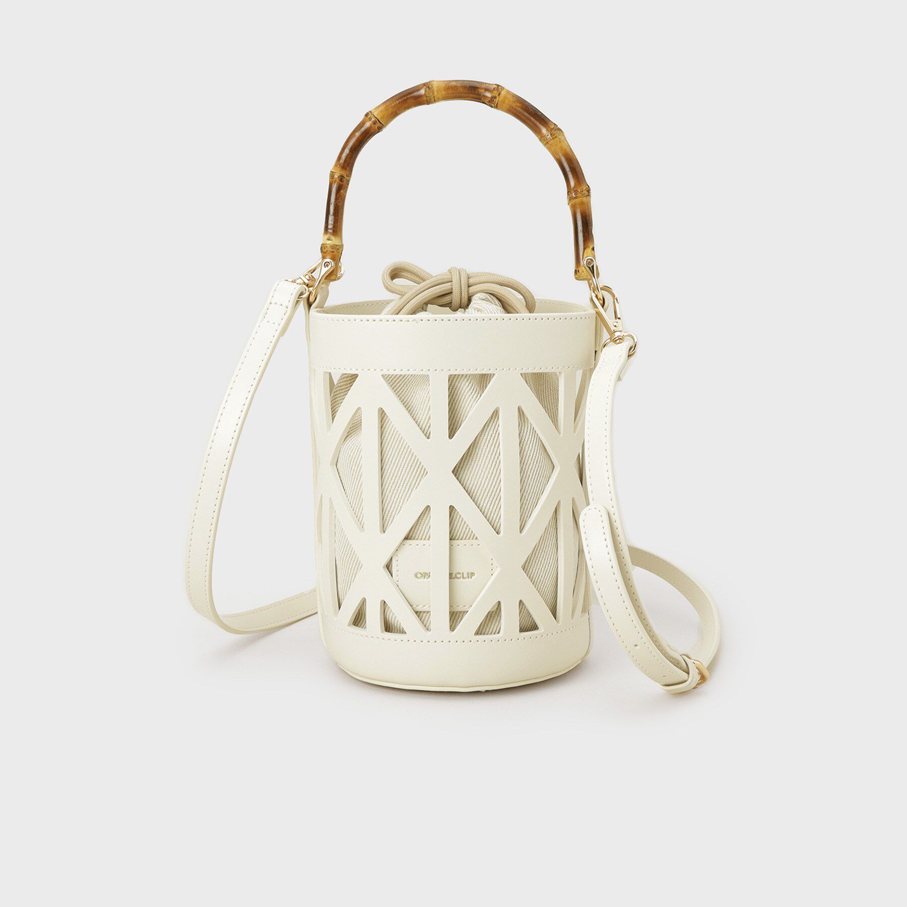 OPAQUE.CLIP「バンブーハンドルパンチングバケツ型バッグ」|ハンドバッグ|