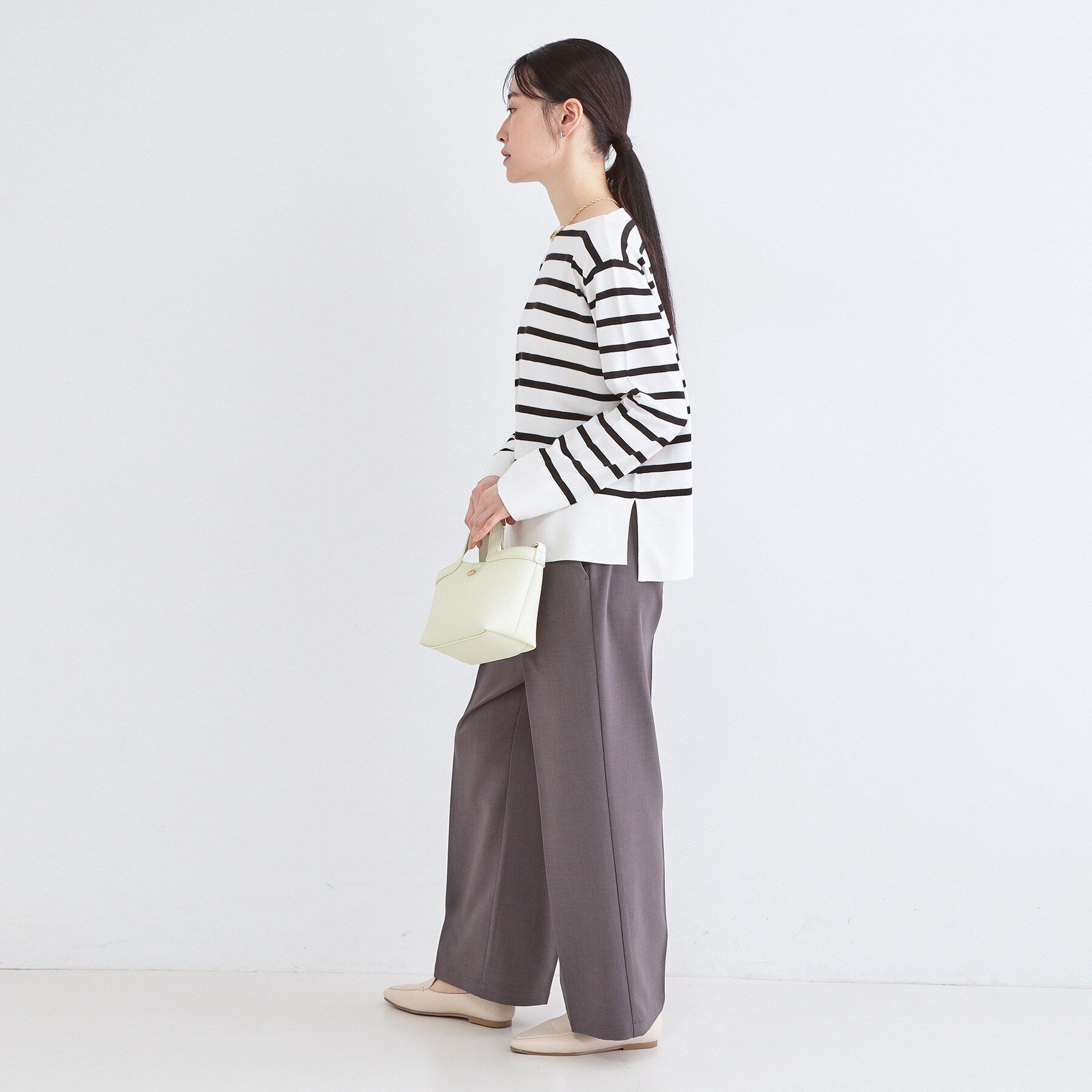 OPAQUE.CLIP「リラクシーボートネックニット/オーガニックコットン混【洗濯機OK/UVケア】《5col》」|ニット・セーター|