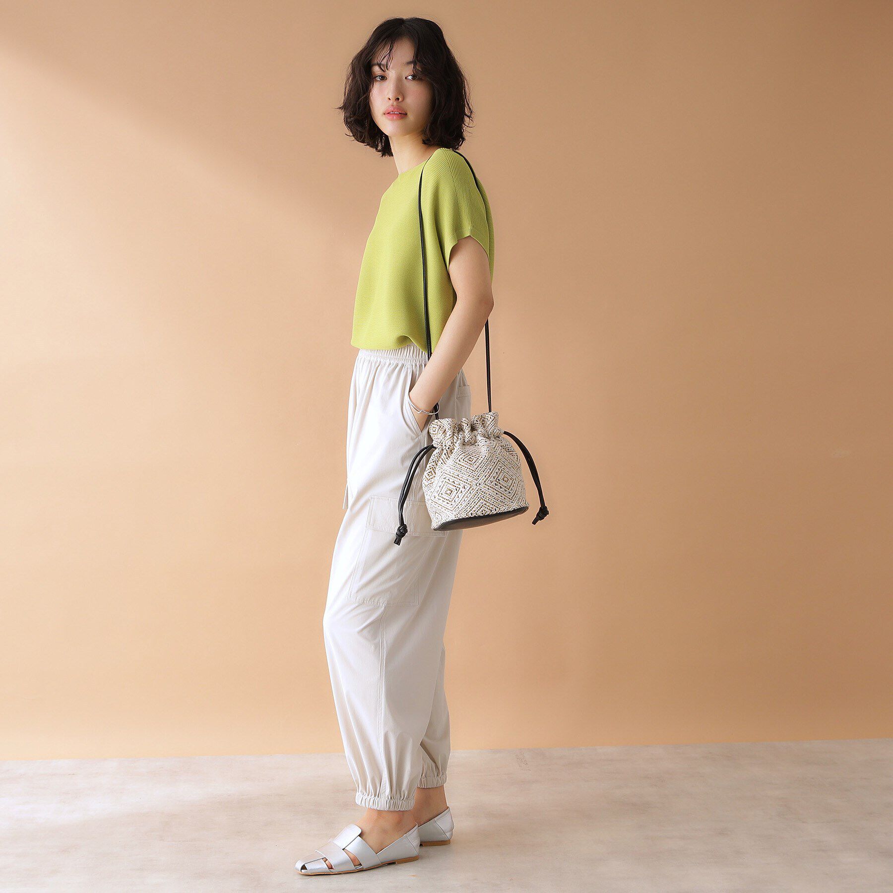 THE SHOP TK「ラメ幾何柄ショルダー巾着バッグ」|ショルダー・メッセンジャー|