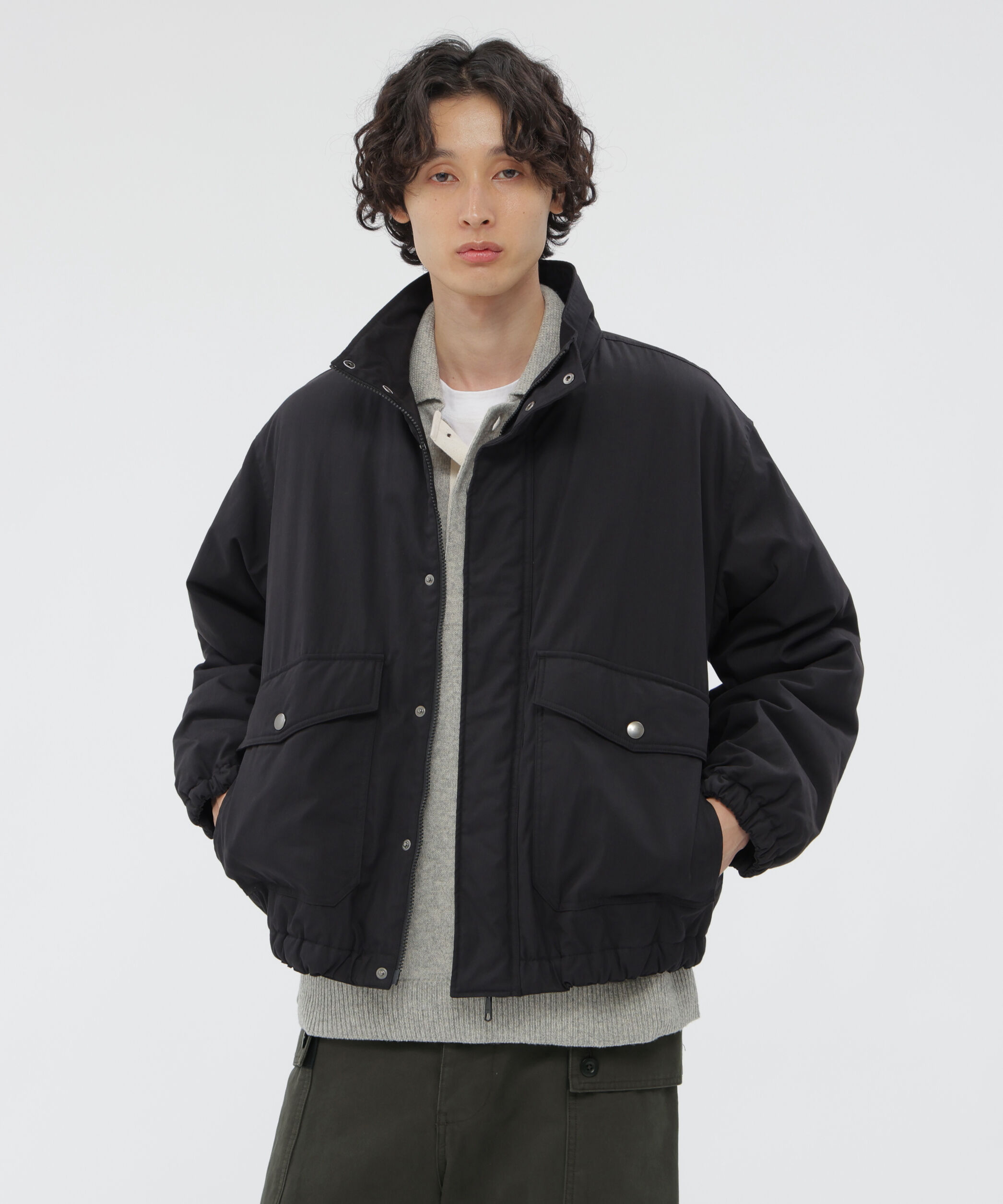 MHL.「LIGHTWEIGHT COTTON NYLON CANVAS BLOUSON」|ブルゾン・スタジャン|BLACK