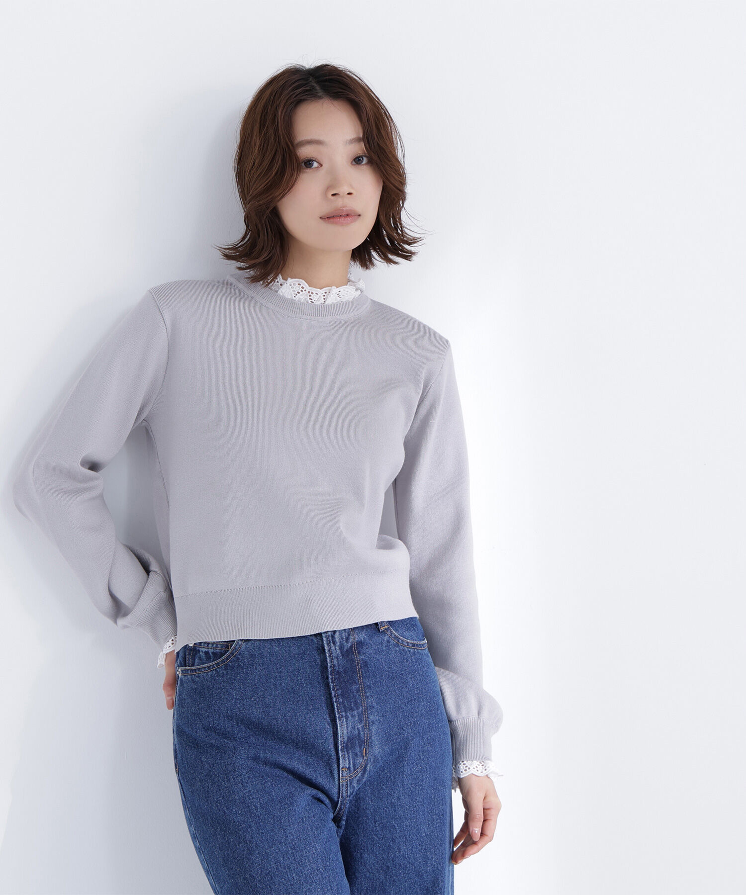  「レースフリルドッキングニット」|ニット・セーター|