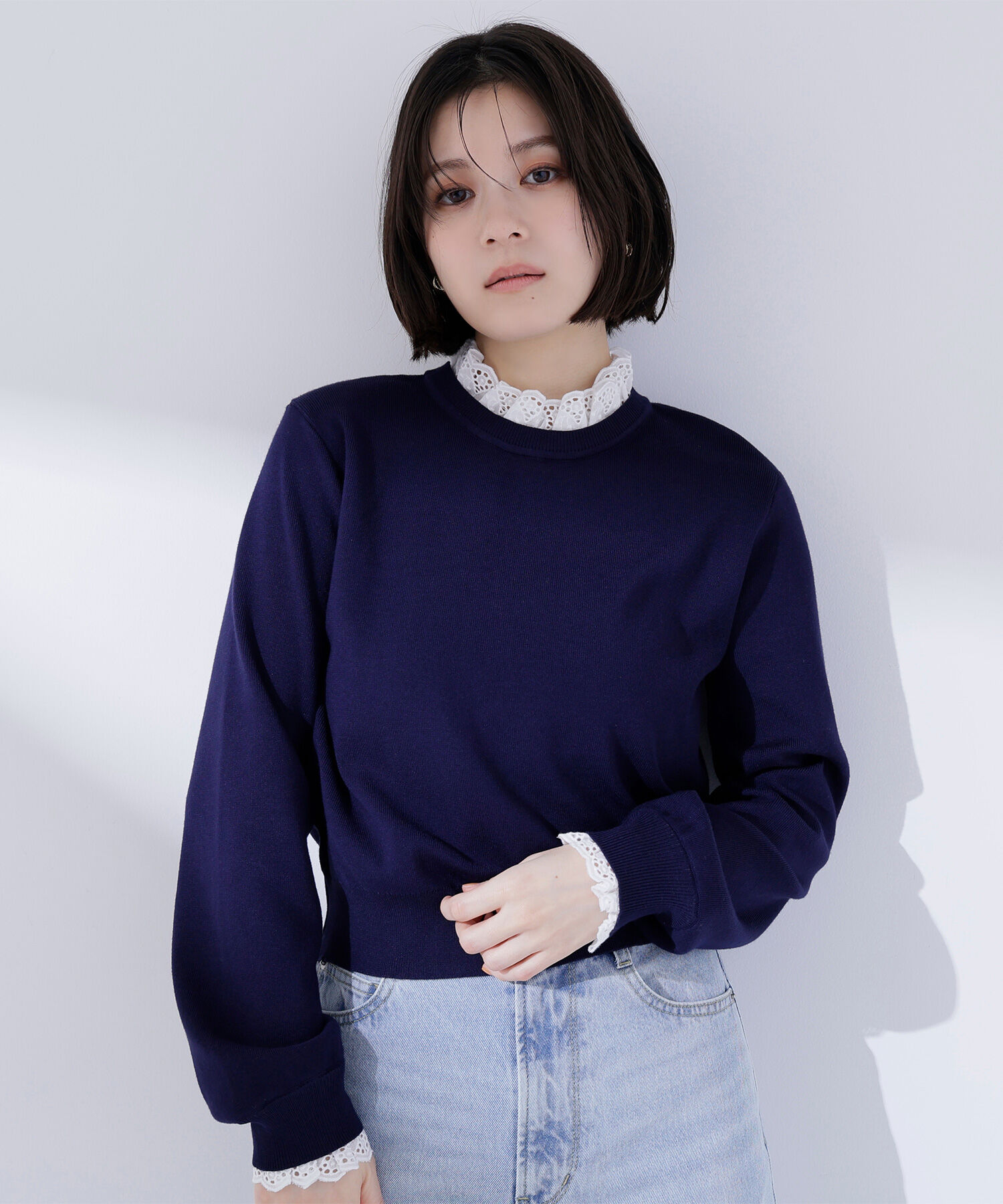  「レースフリルドッキングニット」|ニット・セーター|