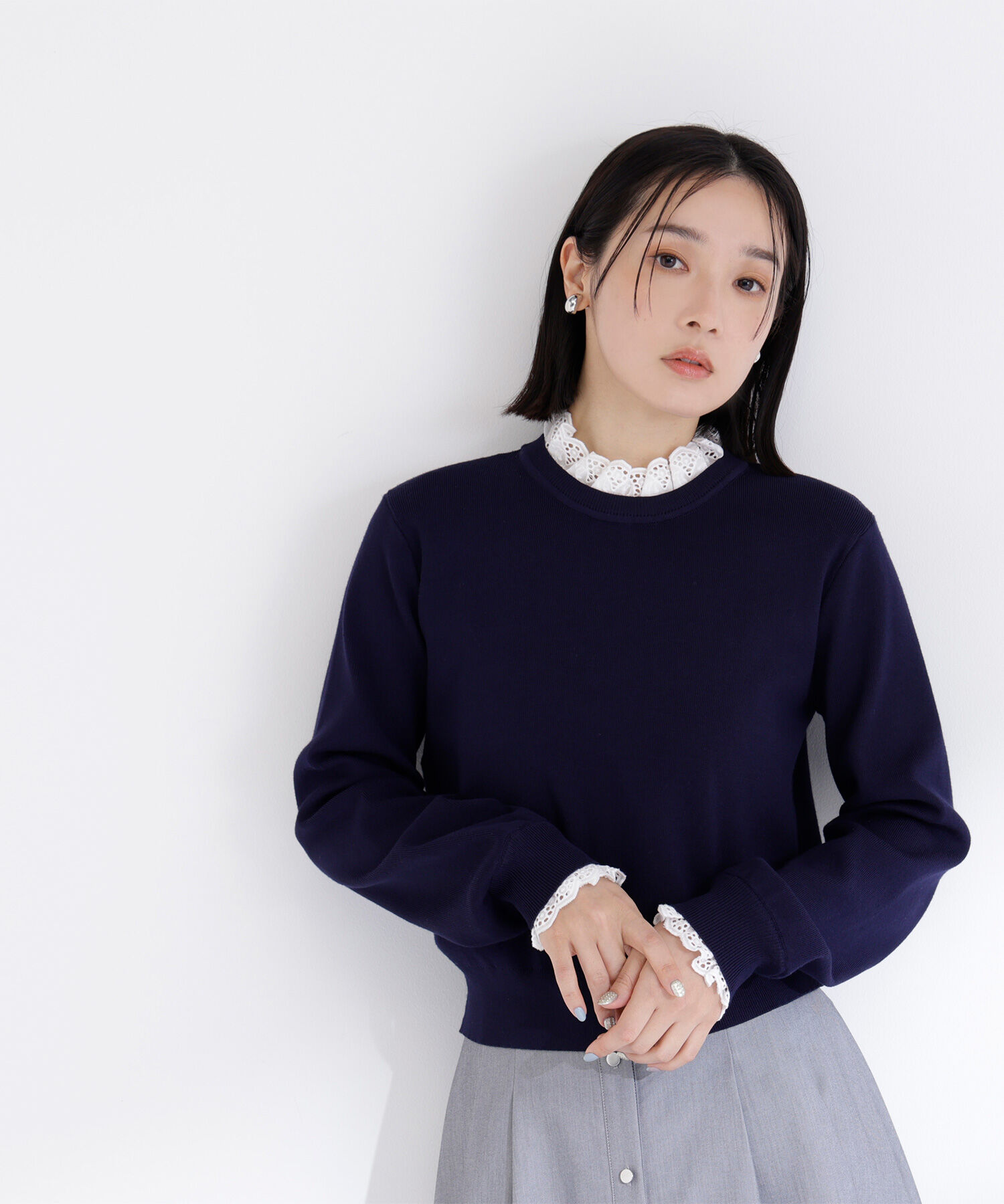  「レースフリルドッキングニット」|ニット・セーター|