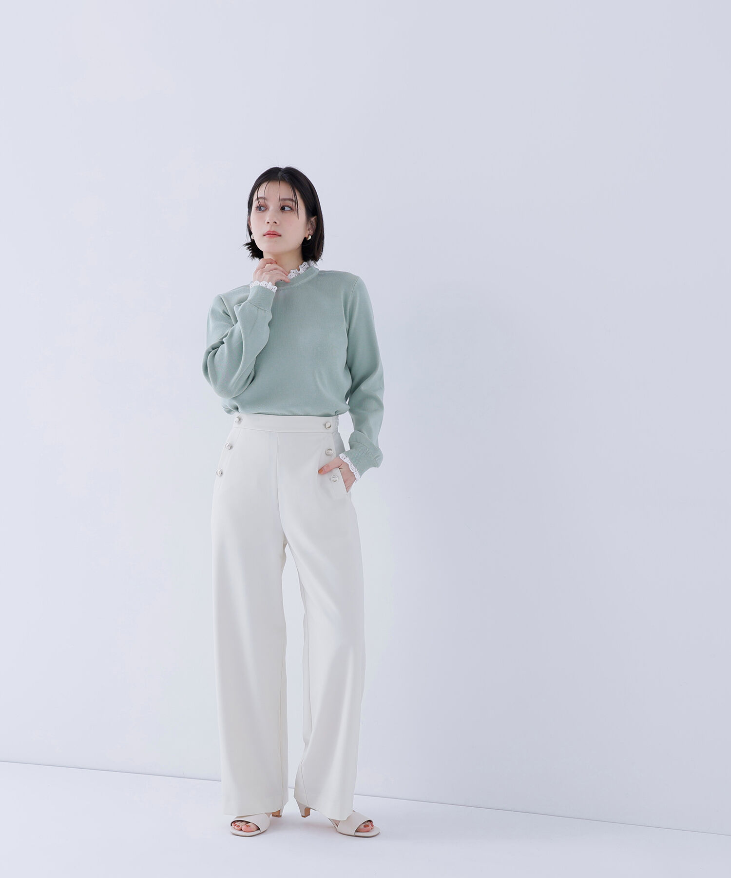  「レースフリルドッキングニット」|ニット・セーター|