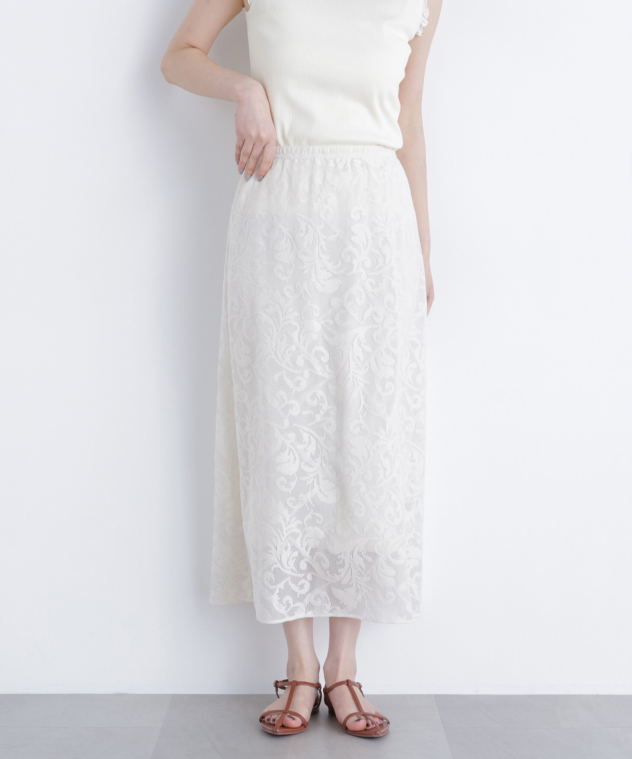  「フラワーメッシュ SETUP スカート」|スカート|エクリュ1