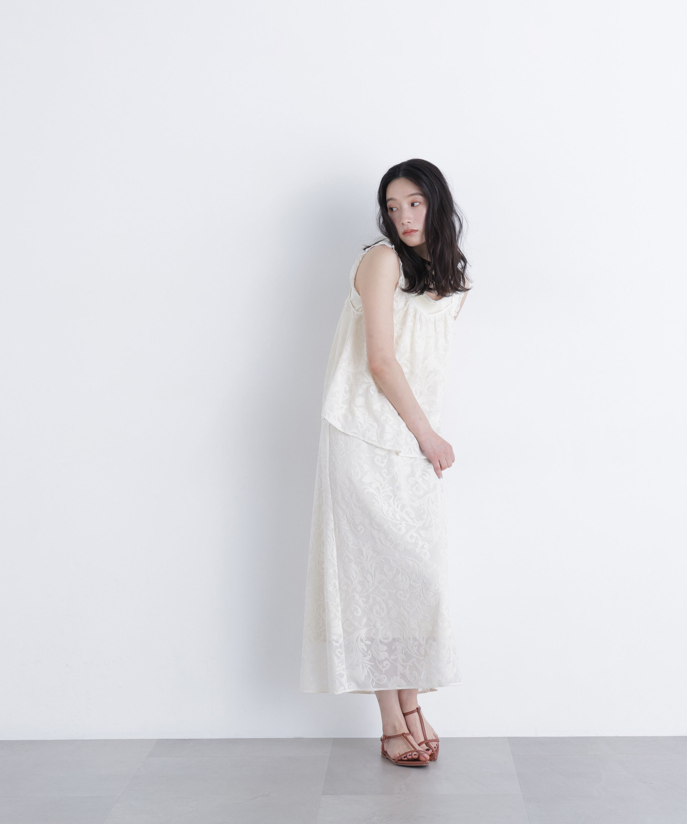  「フラワーメッシュ SETUP スカート」|スカート|